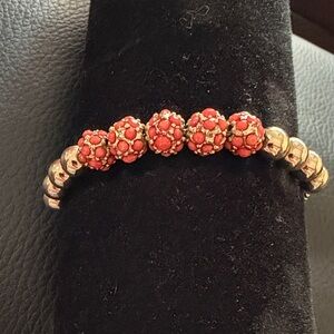 Elegant Red and Gold Beaded Bracelet